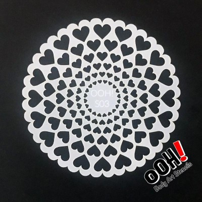 Ooh Body Art Stencil Sphere Hearts 